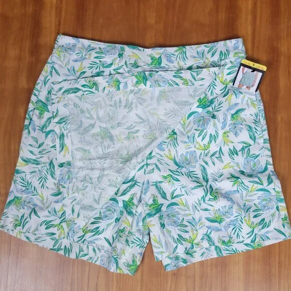 NWT Ellen Tracy Green Floral Print Linen Blend Skort - S - Picture 7 of 8